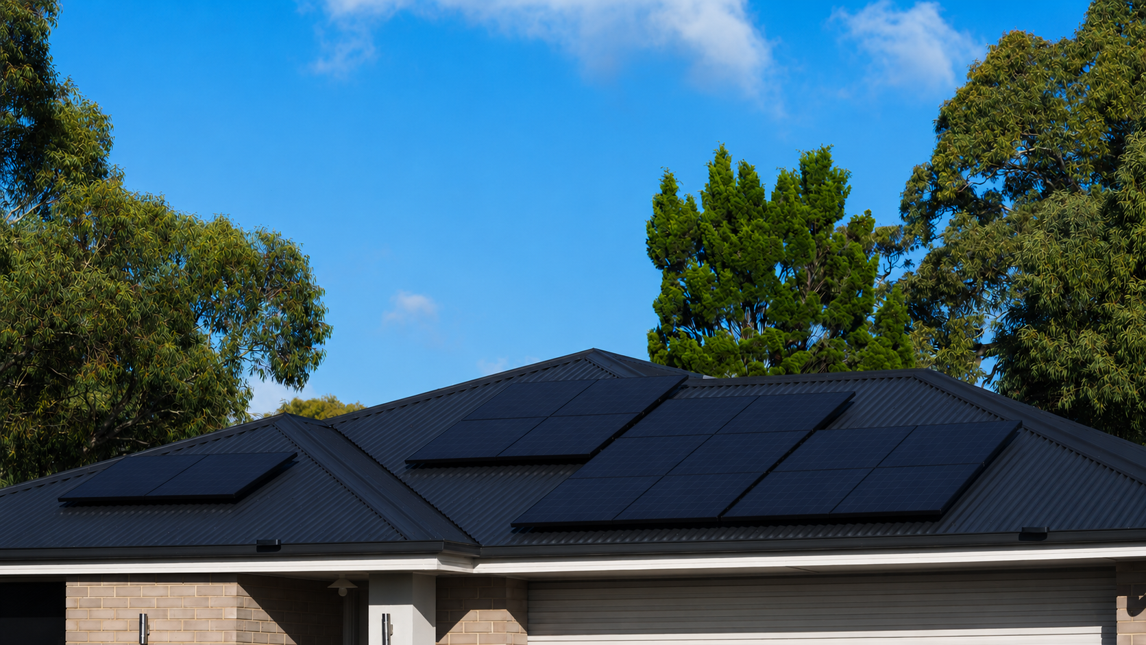 Finished Black-on-Black solar array blending seamlessly into a home's roofline